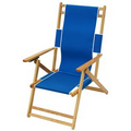 US Made Deluxe Folding Solid Oak Hardwood Frame Beach Recliner